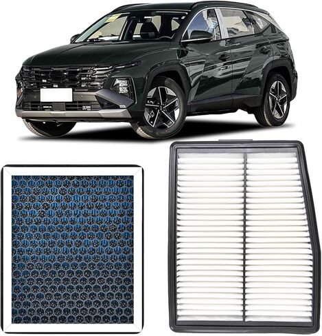 فلتر هواء المحرك والمقصورة متوافق مع Hyundai Tucson Hybrid 2025 2024 2023 2022 مع الكربون المنشط، يناسب 28113L5100&97133L1000 in Saudi Arabia