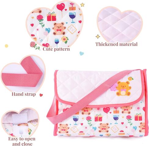 BABESIDE 6 Pcs Reborn Baby Doll Accessories Set for 17-22 Inch Dolls, Feeding & Diaper Bag Play Set with Bib, Bottle, Diapers & Changing Pad, Pretend Baby Care Toy Gift for Girls (Doll Not Included) in Saudi Arabia
