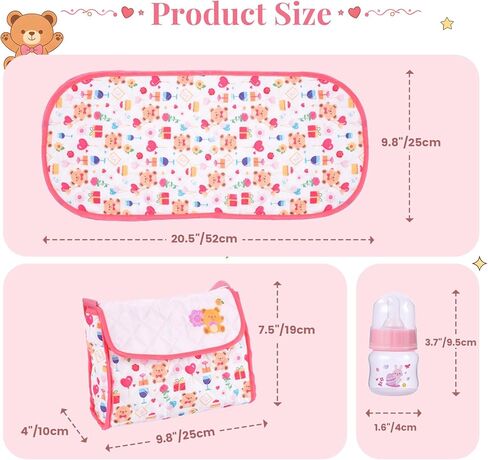 BABESIDE 6 Pcs Reborn Baby Doll Accessories Set for 17-22 Inch Dolls, Feeding & Diaper Bag Play Set with Bib, Bottle, Diapers & Changing Pad, Pretend Baby Care Toy Gift for Girls (Doll Not Included) in Saudi Arabia