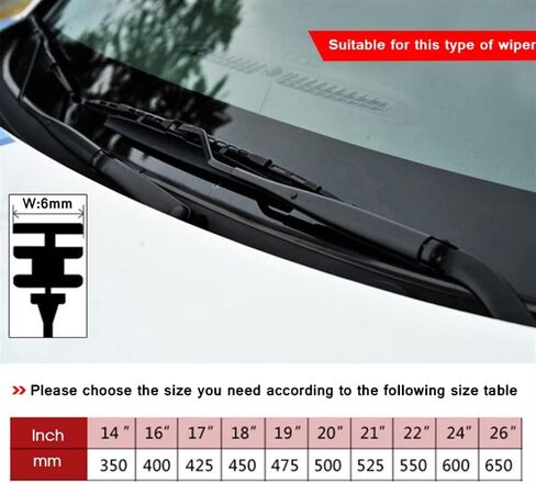 OEM Quality 2pcs Car windscreen Wiper Blade Insert Natural Rubber Strip NR 6mm (Refill) 14"16"17"18"19"20"21"22"24"26"28" Perfect fit for windshields (Size : 18 inch 450mm) in Kuwait