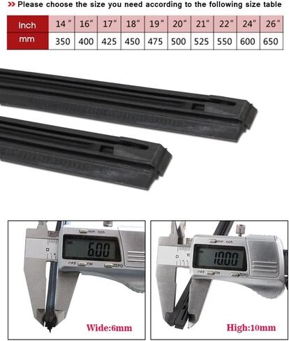 OEM Quality 2pcs Car windscreen Wiper Blade Insert Natural Rubber Strip NR 6mm (Refill) 14"16"17"18"19"20"21"22"24"26"28" Perfect fit for windshields (Size : 18 inch 450mm) in Kuwait