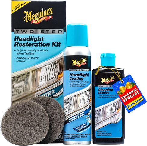 Meguiar's Ultimate Headlight Restoration Kit - The Perfect Headlight Repair Kit to Remove Yellowing and Cloudiness from Headlights - Easy to Use and Seals Headlights with 18 Plus Months of Protection in Kuwait