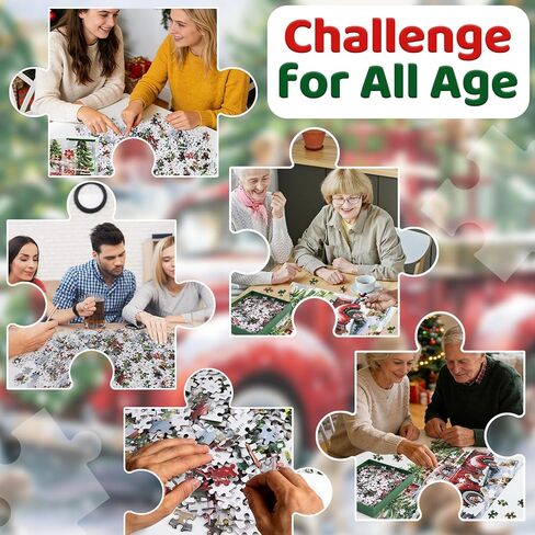 Motiloo 500 Piece Jigsaw Puzzle for Adults -Christmas Red Vintage Truck Box- Holiday Winter Dogs Large Piece Jigsaw in Saudi Arabia