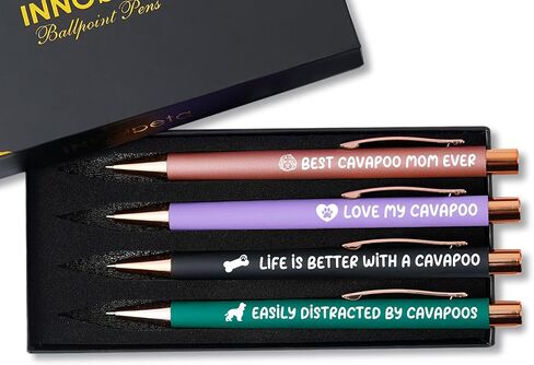هدايا InnoBeta Cavapoo للنساء والفتيات، مجموعة أقلام حبر جاف مكونة من 4 قطع، Cavapoo Stuff لمحبي Cavapoo، هدايا الأم Cavapoo لأعياد الميلاد، عيد الميلاد in Kuwait