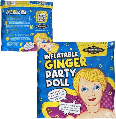 merrimix - Ginger Inflatable Blow Up Doll Gag Gifts for Men, Bachelor Party Favors and Decorations Accessories Bachelorette, Packaging Not Included in Kuwait