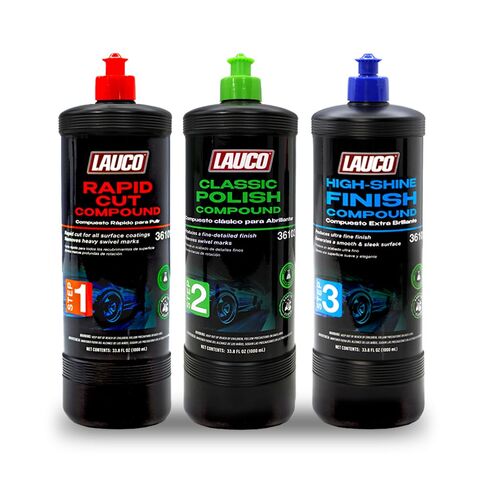 LAUCO 3-Step Kit – Steps 1 2 3, Professional Silicone-Free Cutting, Polishing & Finishing Compounds for Scratch Removal, Clear Coat Safe High-Gloss Finish in Saudi Arabia