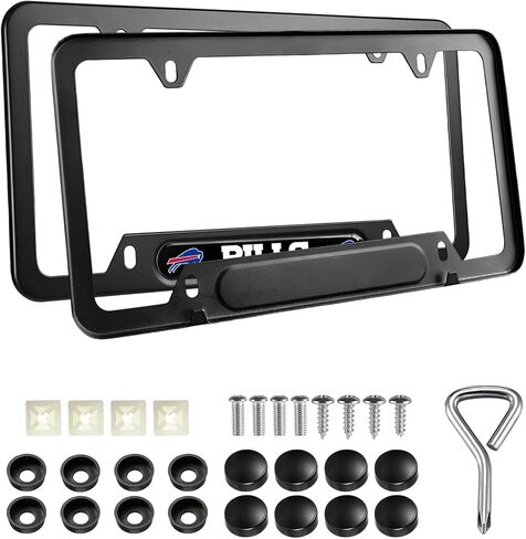 2PCS Black License Plate Frames, Premium Aluminum Alloy Weather Proof License Plate Covers with Screw Caps Cover Set in Saudi Arabia