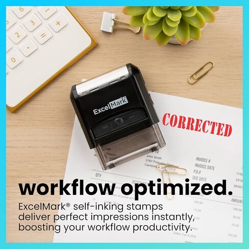 See Attached Self Inking Rubber Stamp - Red Ink (ExcelMark A1539) in Kuwait