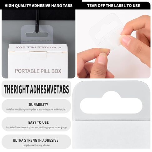 800 Pieces Slot Hole Hang Tags Self Adhesive Hanging Tabs Plastic Retail Hang Clear Tabs Adhesive Sticker for Store Display(Wide Slot Hole,1.77 x 1.57Inch) in Saudi Arabia