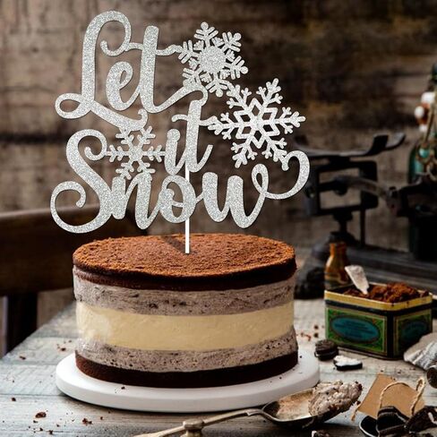 Sliver Let It Snow Cake Topper Glittery Snowflake Cake Decorations Winter Baby Shower Cake Toppers Let It Snow Decor Snowflake Cake Decorations Winter Onderland Party Decorations Girl in Saudi Arabia