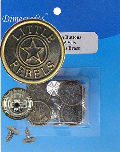 14 mm No-sew Metal Tack Jean Buttons Ct. 6 (Stars Silver) Save a Pair of Button-Fly Jeans from The Trash in Saudi Arabia