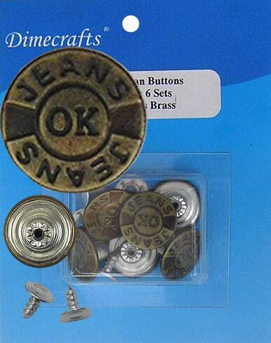 14 mm No-sew Metal Tack Jean Buttons Ct. 6 (Stars Silver) Save a Pair of Button-Fly Jeans from The Trash in Saudi Arabia