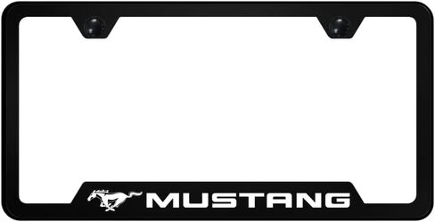 Au-TOMOTIVE GOLD, INC. Officially Licensed UV Print Logo on Black Polycarbonate Notched License Plate Frame for Mustang in Saudi Arabia