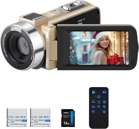 ORDRO Video Camera Camcorder Full HD 1080P 30FPS 30MP, IR Night Vision Vlogging Camera Recorder for YouTube 3.0 Inch IPS Screen 18X Zoom Camcorders with 16G SD Card, 2 Batteries Remote Control in Saudi Arabia