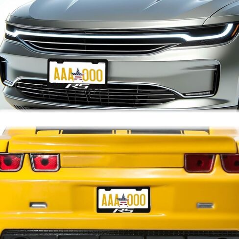 2Pack Matte Black Aluminum Alloy License Plate Covers Frames with 3D Embossed SS Compatible with Chevy Camaro SS Accessories(White-S) in Saudi Arabia