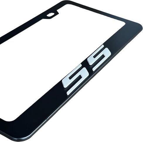 2Pack Matte Black Aluminum Alloy License Plate Covers Frames with 3D Embossed SS Compatible with Chevy Camaro SS Accessories(White-S) in Saudi Arabia