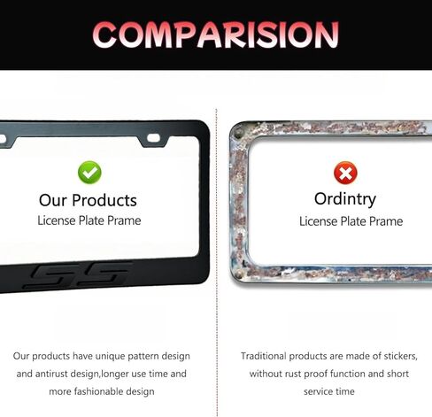 2Pack Matte Black Aluminum Alloy License Plate Covers Frames with 3D Embossed SS Compatible with Chevy Camaro SS Accessories(White-S) in Saudi Arabia