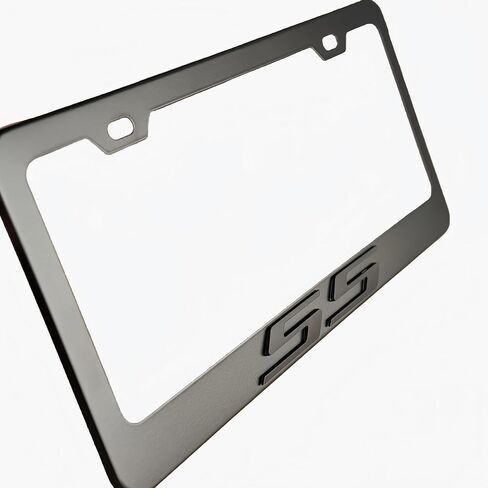 2Pack Matte Black Aluminum Alloy License Plate Covers Frames with 3D Embossed SS Compatible with Chevy Camaro SS Accessories(White-S) in Saudi Arabia