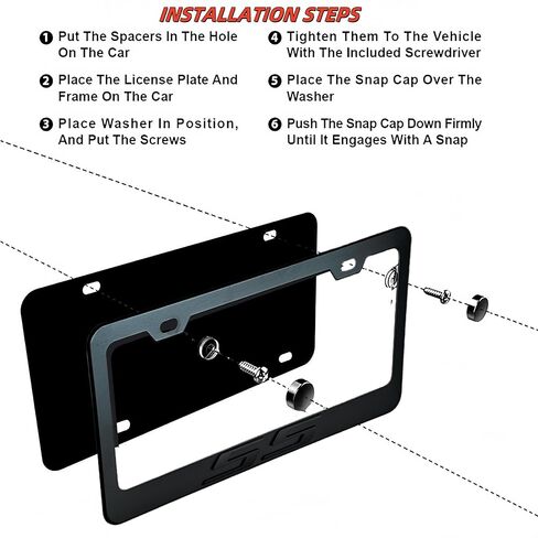 2Pack Matte Black Aluminum Alloy License Plate Covers Frames with 3D Embossed SS Compatible with Chevy Camaro SS Accessories(White-S) in Saudi Arabia