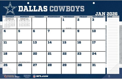 Dallas Cowboys 2026 17x11 Desk Calendar (26998901035) in Saudi Arabia