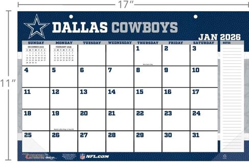 Dallas Cowboys 2026 17x11 Desk Calendar (26998901035) in Saudi Arabia