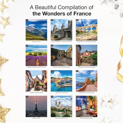RED EMBER France 2026 Wall Calendar 12 Month | 12" x 24" Open | Thick & Sturdy Paper | Holiday Gift | Europe Travel Calendar 2026 in Saudi Arabia