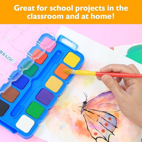 ألوان مائية من بازيك مع فرشاة ولوحة خلط، مجموعة طلاء غير سامة مكونة من 12 لونًا، من أجل اللوازم الفنية الممتعة للهوايات، لوحة نابضة بالحياة، هدية للفنانين الأطفال، عبوة واحدة in Kuwait
