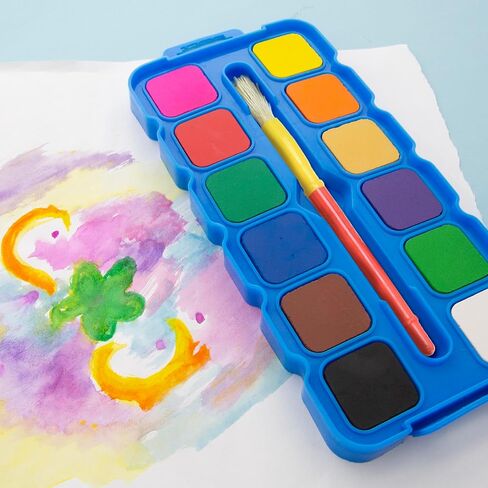 ألوان مائية من بازيك مع فرشاة ولوحة خلط، مجموعة طلاء غير سامة مكونة من 12 لونًا، من أجل اللوازم الفنية الممتعة للهوايات، لوحة نابضة بالحياة، هدية للفنانين الأطفال، عبوة واحدة in Kuwait