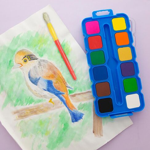 ألوان مائية من بازيك مع فرشاة ولوحة خلط، مجموعة طلاء غير سامة مكونة من 12 لونًا، من أجل اللوازم الفنية الممتعة للهوايات، لوحة نابضة بالحياة، هدية للفنانين الأطفال، عبوة واحدة in Kuwait