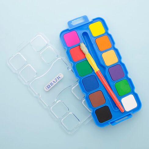 ألوان مائية من بازيك مع فرشاة ولوحة خلط، مجموعة طلاء غير سامة مكونة من 12 لونًا، من أجل اللوازم الفنية الممتعة للهوايات، لوحة نابضة بالحياة، هدية للفنانين الأطفال، عبوة واحدة in Kuwait