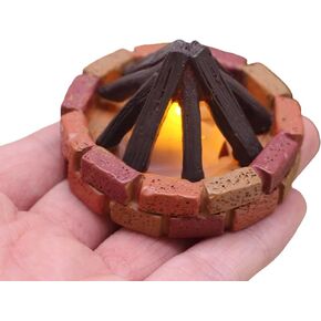 LED Miniature Campfire Light, Dollhouse Decoration with Brick Base and Wood Logs, Outdoor Scene Prop Doll Furniture in Saudi Arabia