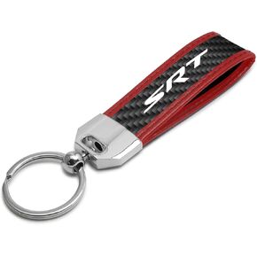 صورة iPick لحزام ألياف الكربون الحقيقي بشعار Dodge SRT مع سلسلة مفاتيح بحافة مخيطة من الجلد الأحمر - مرخصة رسميًا in Saudi Arabia