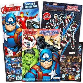 مجموعة كتب التلوين الرائعة من Marvel Avengers مع ملصقات (3 كتب ضخمة - أكثر من 300 ملصق في المجمل تضم Captain America وThor وHulk وIron Man والمزيد) in Kuwait