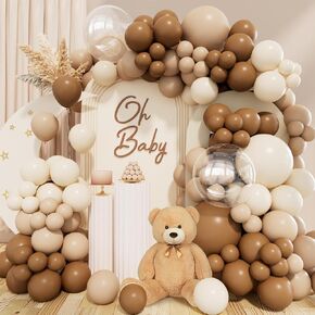 158 قطعة طقم قوس بالون بني نيتورال بالون جارلاند طقم قوس بأحجام مختلفة بني بيج عاري تان أبيض بالونات رملية لدب نيتورال زينة استحمام الطفل حفل زفاف وحفلات أعياد الميلاد in Kuwait