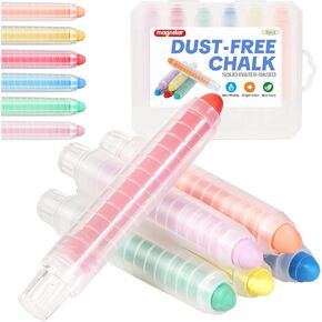 Dustless Chalk for Kids, 12 Pcs Non-Toxic Washable Sidewalk Chalk Pens, Vibrant Colored Chalk for Chalkboard & Blackboard Drawing, Wet Erase Easy Clean Art Set in Kuwait