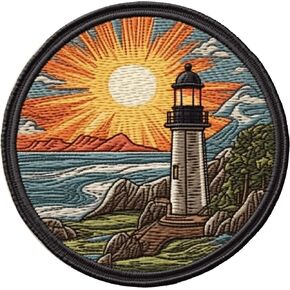 Lighthouse Patch 3" Iron-on Sublimated Applique for Clothing Vest Jacket, Nature Badge, Plants Wildlife, Hiking Trail, Sew-on Decorative Craft, Wild Animal National Park Camping Fishing, Ocean, S4 in Saudi Arabia