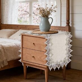 Blue and Beige Table Runner Farmhouse Style, Fall Rustic Coffee Table Runner 72 inches Long, Boho Dresser Runners for Bedroom, Dining Room, Kitchen, Entryway Table, Bohemian Summer Home Decor in Kuwait