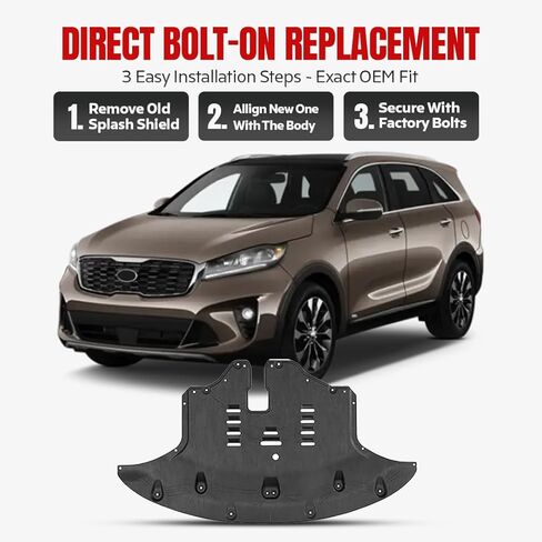 FITRITE AUTO Parts درع سبلاش المحرك الجديد لسيارة كيا سورينتو 2016-2020، تحت الغطاء، أمامي، محرك 2.0L Turbo/2.4L KI1228155 29110C6500 in Saudi Arabia