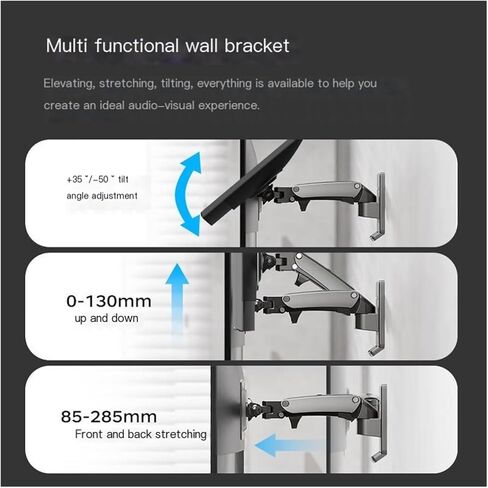 F120 Wall Mount Monitor Stand with Pneumatic Lifting and Suspension in Saudi Arabia