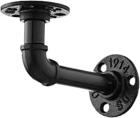 Floating wall-mounted wrought iron shelf pipe rack bracket retro wall-mounted water pipe storage rack decorative wrought iron pipe bracket(Fourpointshigh12deep14cm) in Saudi Arabia
