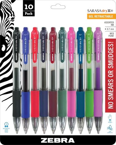 Zebra Pen Sarasa Retractable Gel Pen, Medium Point, 0.7mm, Black Ink, 5-Pack in Saudi Arabia