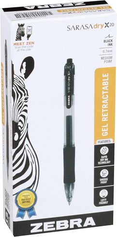 Zebra Pen Sarasa Retractable Gel Pen, Medium Point, 0.7mm, Black Ink, 5-Pack in Saudi Arabia