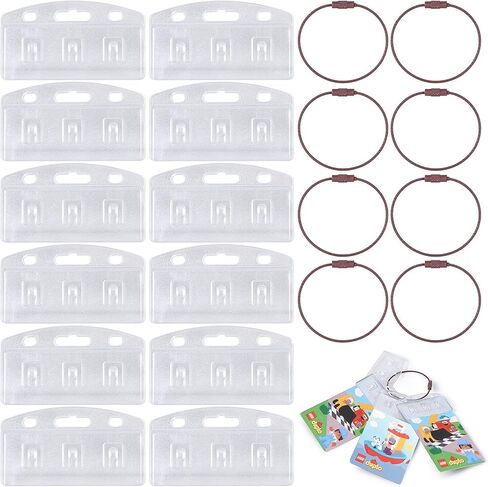 12 Pcs Half Card Badge Holder for Yoto Cards, Card Display Organizer Compatible with Yoto Card, Vertical Card Holder with 8 pcs Keyring, 3 Ring Loops Removable Card Holder for Kids Travel Organizer in Saudi Arabia