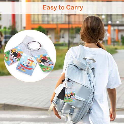 12 Pcs Half Card Badge Holder for Yoto Cards, Card Display Organizer Compatible with Yoto Card, Vertical Card Holder with 8 pcs Keyring, 3 Ring Loops Removable Card Holder for Kids Travel Organizer in Saudi Arabia
