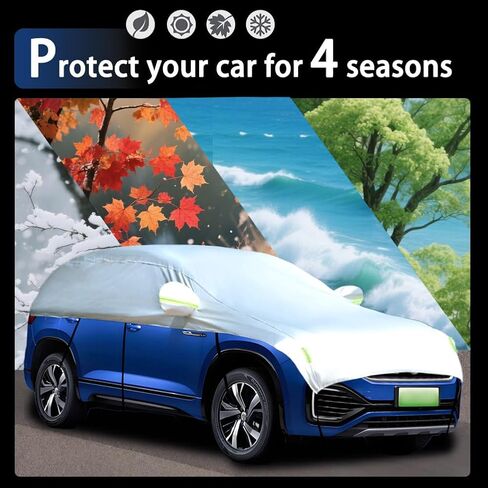 Half Car Cover Car Cover for Sunshade Half Car Body Cover Snow Cover Waterproof Universal 210D with Cotton (SUV) in Saudi Arabia