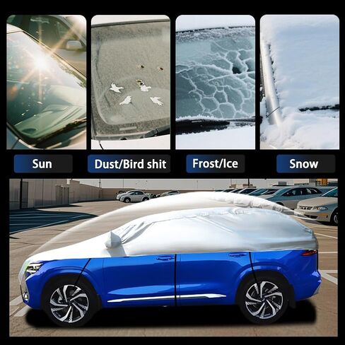 Half Car Cover Car Cover for Sunshade Half Car Body Cover Snow Cover Waterproof Universal 210D with Cotton (SUV) in Saudi Arabia