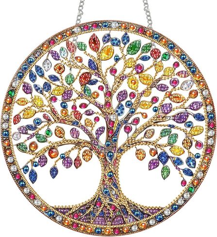 Hanging Diamond Art Kits for Adults Pendant Tree, Special Shaped Crystal DIY Diamond Painting Kit, Acrylic Board Wreath Pendants Double Sided, Home Decor 7.48 x 7.32 Inch D182 in Saudi Arabia