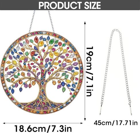 Hanging Diamond Art Kits for Adults Pendant Tree, Special Shaped Crystal DIY Diamond Painting Kit, Acrylic Board Wreath Pendants Double Sided, Home Decor 7.48 x 7.32 Inch D182 in Saudi Arabia