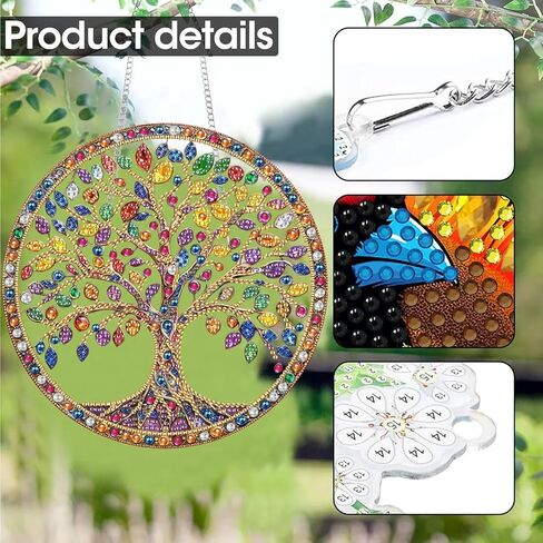 Hanging Diamond Art Kits for Adults Pendant Tree, Special Shaped Crystal DIY Diamond Painting Kit, Acrylic Board Wreath Pendants Double Sided, Home Decor 7.48 x 7.32 Inch D182 in Saudi Arabia
