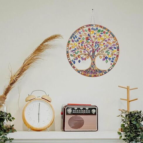 Hanging Diamond Art Kits for Adults Pendant Tree, Special Shaped Crystal DIY Diamond Painting Kit, Acrylic Board Wreath Pendants Double Sided, Home Decor 7.48 x 7.32 Inch D182 in Saudi Arabia